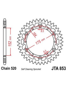 Couronne JT SPROCKETS aluminium Ultra-Light anti-boue 853 - 520 2