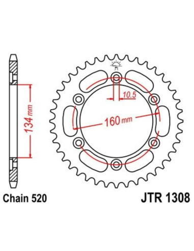 Couronne JT SPROCKETS acier standard 1308 - 520