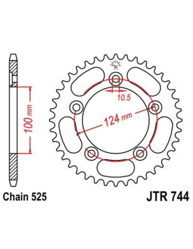 Couronne JT SPROCKETS acier standard 744 - 525