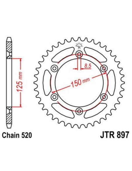 Couronne JT SPROCKETS zinc standard 897 - 520