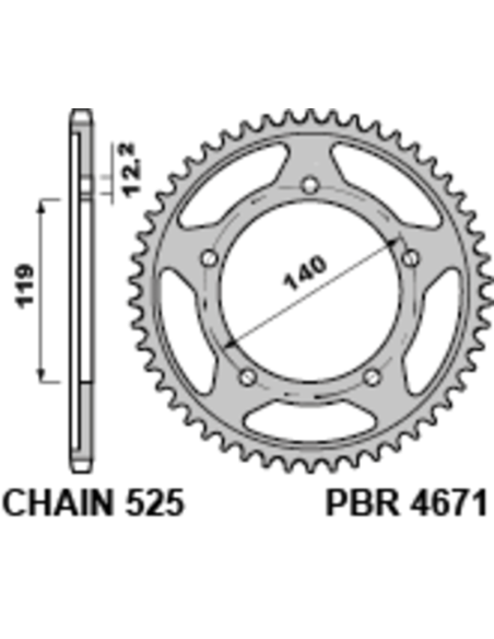 Couronne PBR acier standard 4671 - 525 Couronne PBR acier standard 4671 - 525