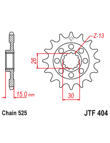 Pignon JT SPROCKETS acier standard 404 - 525 Pignon JT SPROCKETS acier standard 404 - 525