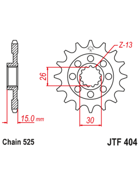 Pignon JT SPROCKETS acier standard 404 - 525 Pignon JT SPROCKETS acier standard 404 - 525