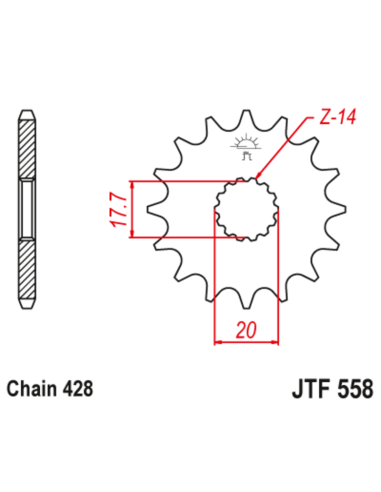 Pignon JT SPROCKETS acier standard 558 - 428