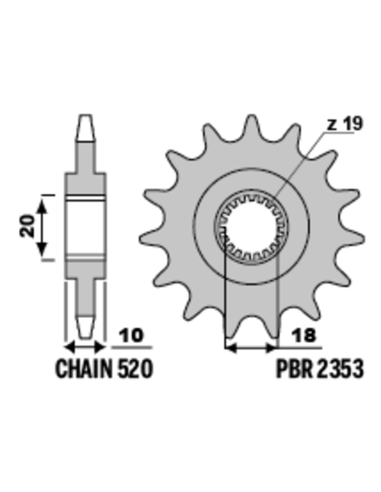 Pignon PBR acier standard 2353 - 520