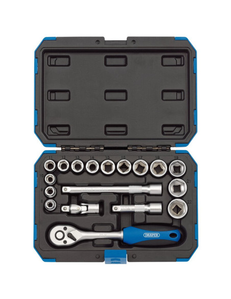 Coffret douilles & cliquet 3/8" DRAPER métrique & pouce 18 pièces