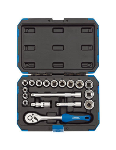Coffret douilles & cliquet 3/8" DRAPER métrique & pouce 18 pièces