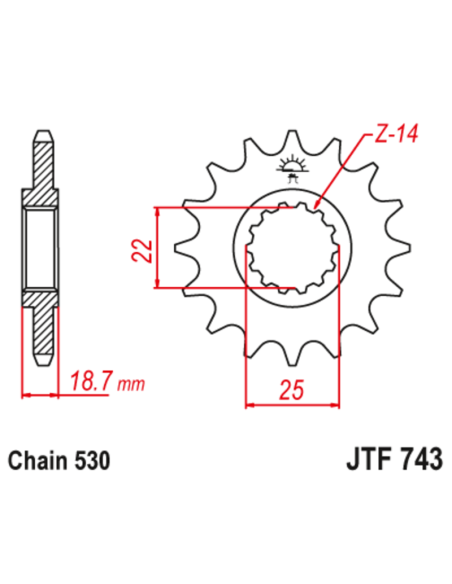 Pignon JT SPROCKETS acier anti-bruit 743 - 530 Pignon JT SPROCKETS acier anti-bruit 743 - 530