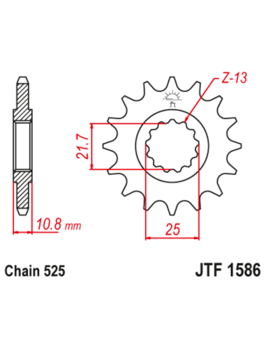 Pignon JT SPROCKETS acier anti-bruit 1586 - 525 Pignon JT SPROCKETS acier anti-bruit 1586 - 525