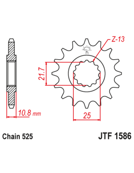 Pignon JT SPROCKETS acier anti-bruit 1586 - 525 Pignon JT SPROCKETS acier anti-bruit 1586 - 525