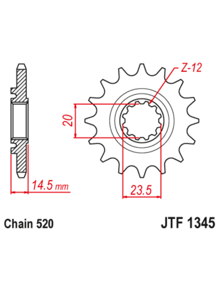 Pignon JT SPROCKETS acier anti-bruit 1345 - 525 Pignon JT SPROCKETS acier anti-bruit 1345 - 525