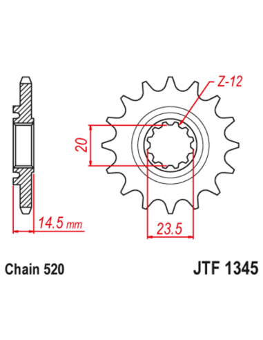 Pignon JT SPROCKETS acier anti-bruit 1345 - 525 Pignon JT SPROCKETS acier anti-bruit 1345 - 525