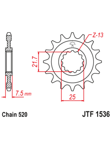 Pignon JT SPROCKETS acier anti-bruit 1536 - 520