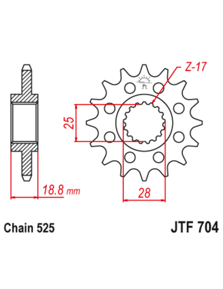 Pignon JT SPROCKETS acier anti-bruit 704 - 525 Pignon JT SPROCKETS acier anti-bruit 704 - 525