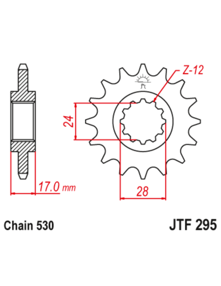 Pignon JT SPROCKETS acier anti-bruit 295 - 525 Pignon JT SPROCKETS acier anti-bruit 295 - 525