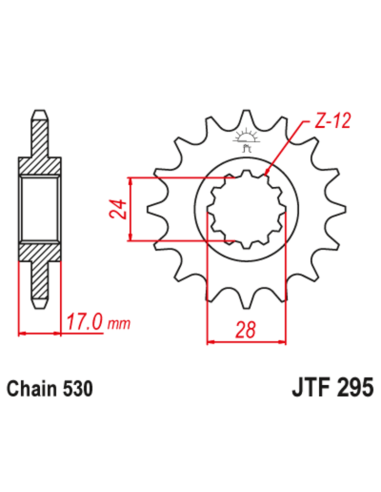 Pignon JT SPROCKETS acier anti-bruit 295 - 525 Pignon JT SPROCKETS acier anti-bruit 295 - 525