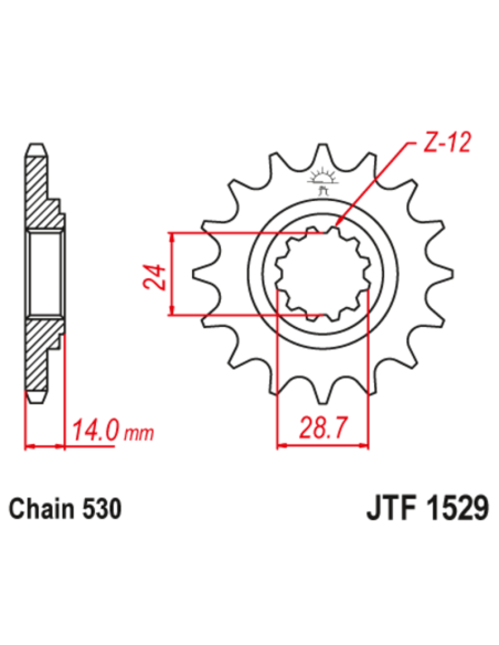Pignon JT SPROCKETS acier anti-bruit 1529 - 525 Pignon JT SPROCKETS acier anti-bruit 1529 - 525