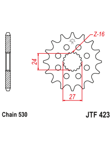 Pignon JT SPROCKETS acier anti-bruit 423 - 530