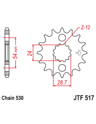 Pignon JT SPROCKETS acier anti-bruit 517 - 530