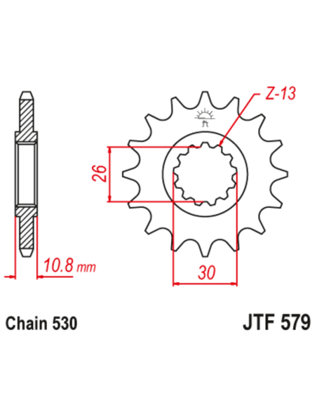 Pignon JT SPROCKETS acier anti-bruit 579 - 530 Pignon JT SPROCKETS acier anti-bruit 579 - 530