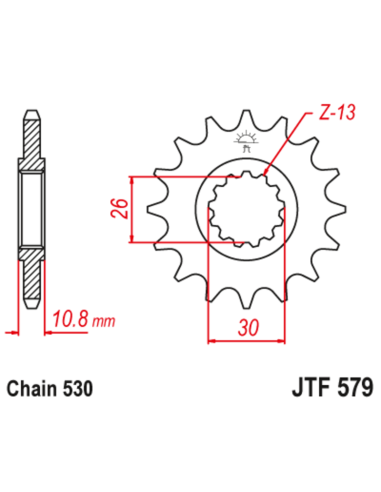 Pignon JT SPROCKETS acier anti-bruit 579 - 530 Pignon JT SPROCKETS acier anti-bruit 579 - 530