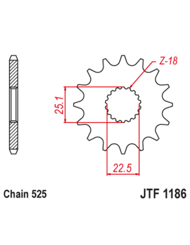 Pignon JT SPROCKETS acier anti-bruit 1186 - 525