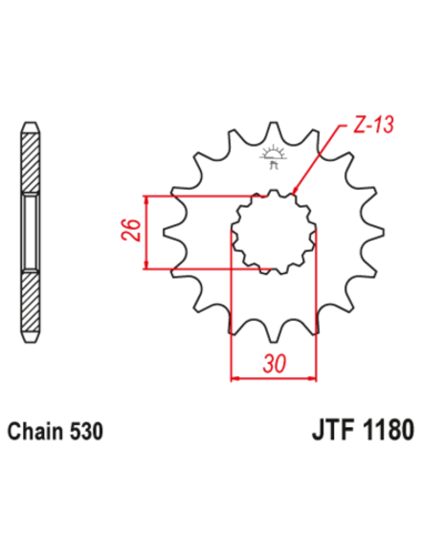 Pignon JT SPROCKETS acier anti-bruit 1180 - 530