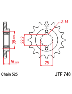 Pignon JT SPROCKETS acier anti-bruit 740 - 530 2