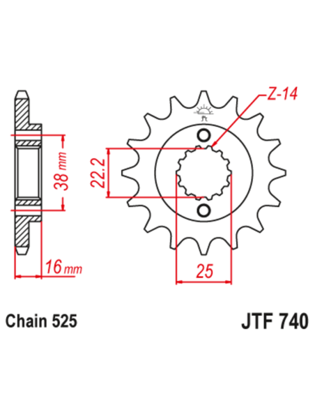 Pignon JT SPROCKETS acier anti-bruit 740 - 530 Pignon JT SPROCKETS acier anti-bruit 740 - 530