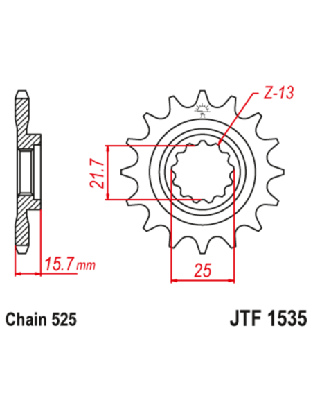 Pignon JT SPROCKETS acier anti-bruit 1535 - 525 Pignon JT SPROCKETS acier anti-bruit 1535 - 525