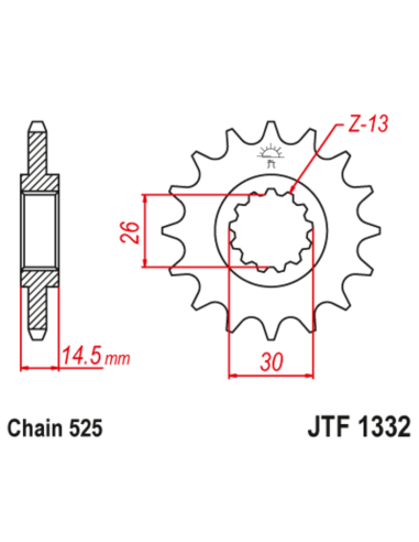 Pignon JT SPROCKETS acier anti-bruit 1332 - 525