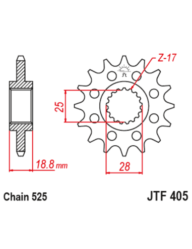 Pignon JT SPROCKETS acier anti-bruit 405 - 525