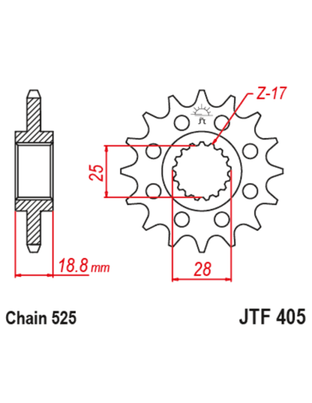 Pignon JT SPROCKETS acier anti-bruit 405 - 525 Pignon JT SPROCKETS acier anti-bruit 405 - 525