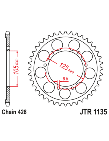 Couronne JT SPROCKETS acier standard 1135 - 428