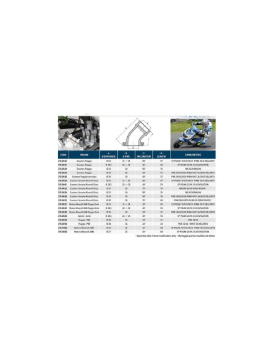 Pipes d'admission POLINI Minarelli AM6 CP  Ø21mm PHBG 19/21 Dellorto