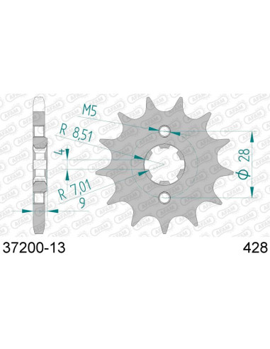 Pignon AFAM pour moto au pas de 428