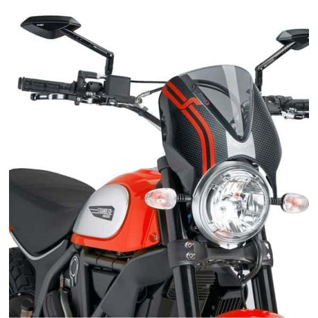 Saute vent PUIG Retrovision pour DUCATI Scrambler Classic look carbone rouge