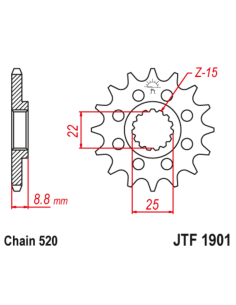 Pignon JT SPROCKETS acier standard 1901 - 520 2