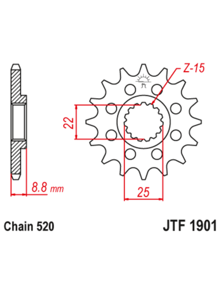 Pignon JT SPROCKETS acier standard 1901 - 520