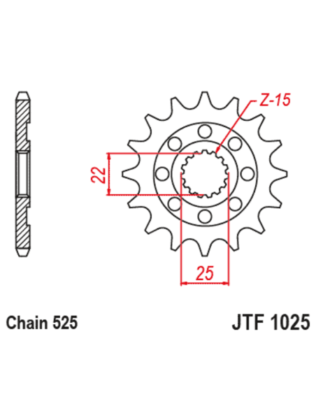 Pignon JT SPROCKETS acier standard 1022 - 525
