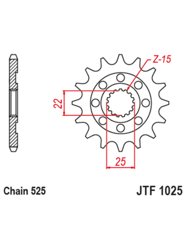 Pignon JT SPROCKETS acier standard 1022 - 525