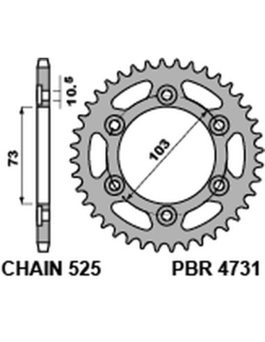 Couronne PBR acier C45 standard 4731 - 525 Couronne PBR acier C45 standard 4731 - 525