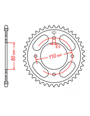 Couronne JT SPROCKETS acier standard 1219 - 428 Couronne JT SPROCKETS acier standard 1219 - 428