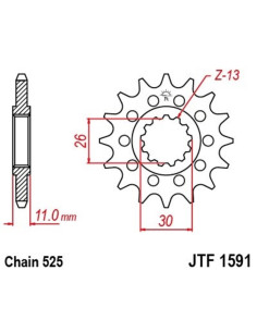 Pignon JT SPROCKETS acier anti-bruit 1591 - 525