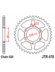 Couronne JT SPROCKETS acier standard 478 - 520 2