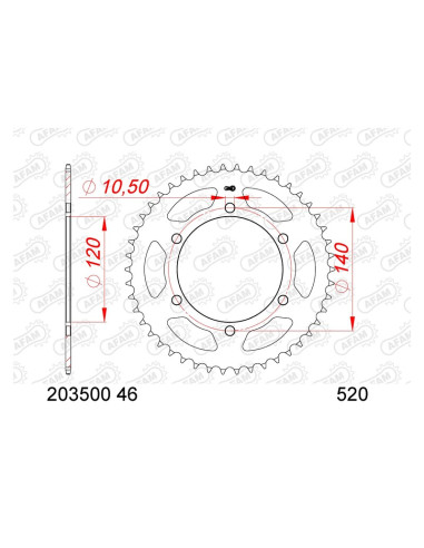 Couronne AFAM acier standard 203500 - 520 Couronne AFAM acier standard 203500 - 520