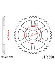 Couronne JT SPROCKETS acier standard 890 - 520 2