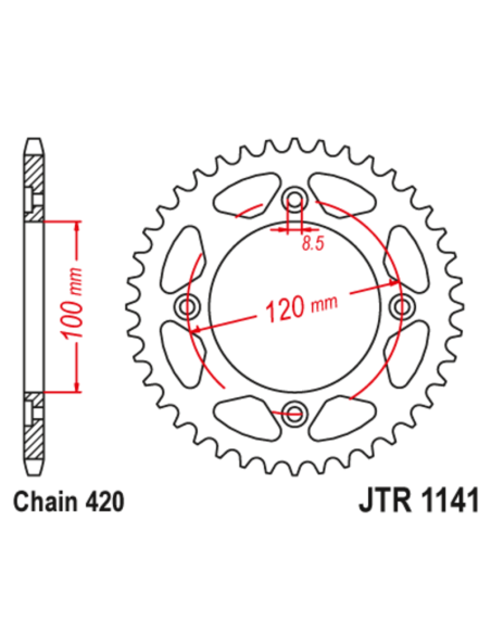 Couronne JT SPROCKETS acier standard 1141 - 420 Couronne JT SPROCKETS acier standard 1141 - 420