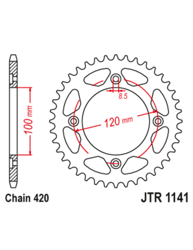Couronne JT SPROCKETS acier standard 1141 - 420 Couronne JT SPROCKETS acier standard 1141 - 420