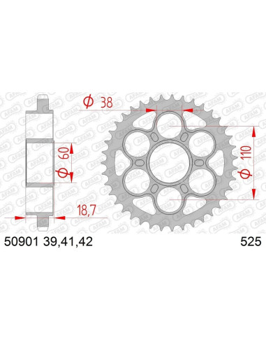 Couronne AFAM acier standard 50901 - 525 Couronne AFAM acier standard 50901 - 525